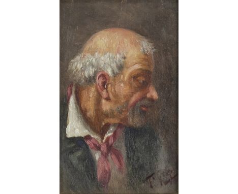 ANTONIO GREPPI (ITALIAN 1722 - 1799), PORTRAIT OF A GENTLEMAN WITH RED SCARF oil on panel, signed 16cm x 10cm Framed and unde