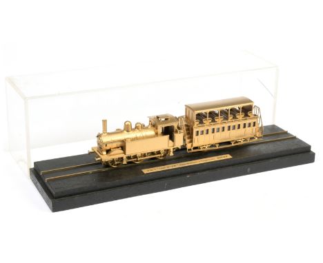 Jouef HO Gauge Gold 282958 030 T Locomotive with Observation coach, Acrylic case is cracked in places. Conditions: Except whe