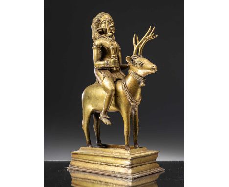BronzeIndia 19th to 20th century  Dimensions: Height 27 cm Wide 9 cm Depth 16 cmWeight: 2530 grams Vayu is the Vedic God of W