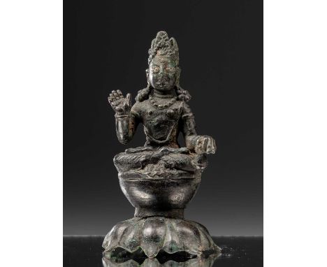 Bronze with silver eyesSwat Valley , 10th century Dimensions: Height 12 cm Wide 7 cm Depth 6 cmWeight: 330 grams The Future B