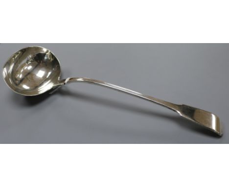 A George IV silver fiddle pattern ladle, London, 1831, 33.5cm.