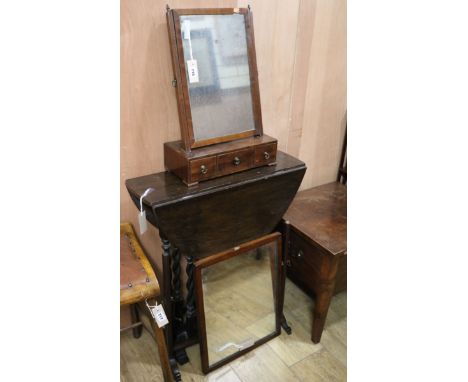 A Georgian commode, a gateleg table and two toilet mirrors