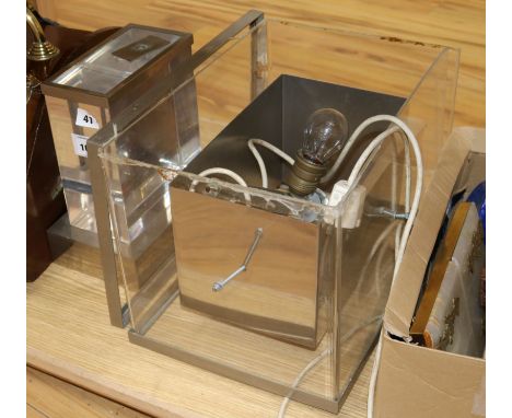 A retro acrylic and chrome mounted lamp and shade