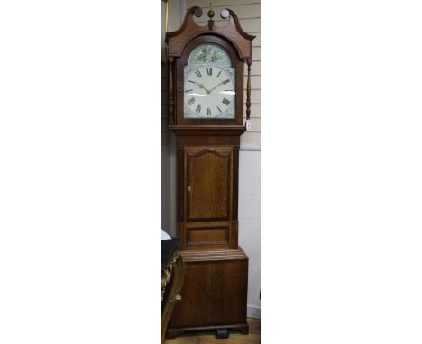 A Victorian oak 30 hour longcase clock with painted dial 58cm