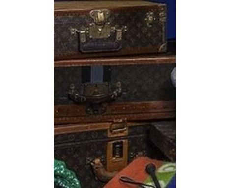 THREE LOUIS VUITTON VINTAGE MONOGRAM HARD EXTERIOR SUITCASES Each with coated canvas exterior, leather and fabric lined inter