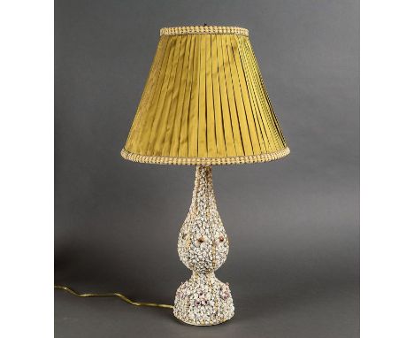 SHELL WORK BALUSTER FORM LAMP Modern, applied all over with varied shells.  Height 33 in. Height 83.8 cm