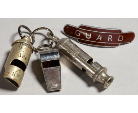 A VICTORIAN NICKEL PLATED BRASS ROUND WHISTLE, J H HUDSON &amp; CO, BIRMINGHAM DATED 1900, STAMPED GOVERNMENT PROPERTY BROAD 