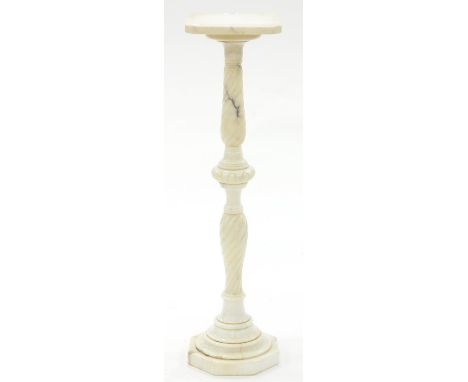A MARBLE TORCHERE, 20TH C, 91CM H Two hairline cracks to base, light scratches to top surface consistent with use