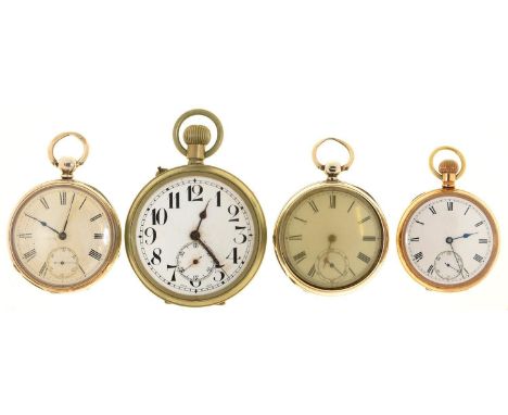 ONE GOLD PLATED AND TWO SILVER LEVER WATCHES, THE FIRST KEYLESS, VARIOUS SIZES, SILVER WATCHES LONDON 1864 AND CHESTER 1875 A