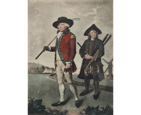 EDWARD HACKER AFTER W &amp; H BARRAED - EQUESTRIAN PORTRAIT OF A FOX HUNTER, AQUATINT, MID 19TH C, MOUNTED TO WITHIN PLATEMAR