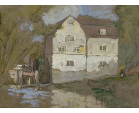 HORACE MANN LIVENS, RBA (1862-1936) - THE WATERMILL BOX HILL,&nbsp; SIGNED, GOUACHE ON COLOURED PAPER, 28.5 X 38CMProvenance: