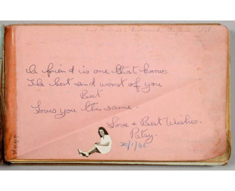 AN ALBUM AMICORUM, LATE 1940S -C1955, FILLED WITH OFTEN LENGTHY INSCRIPTIONS, DRAWINGS AND PHOTOGRAPHS OF MISSIONARIES AND OT