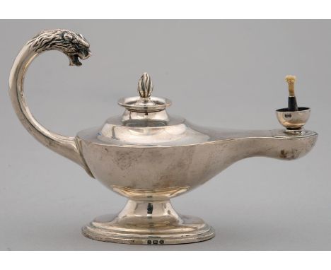 A GEORGE V SILVER CIGAR LAMP ON OVAL FOOT, 9CM H, BY MAPPIN &amp; WEBB LIMITED, BIRMINGHAM 1934 Good condition, maker's mark 