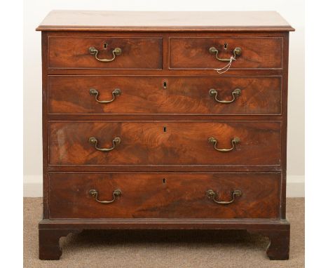 A VICTORIAN MAHOGANY CHEST OF DRAWERS, LATE 19TH C, IN GEORGE III STYLE, WITH COCKBEADED DRAWERS, ON BRACKET FEET, 84CM H; 88