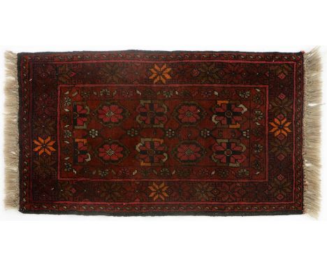TWO RUGS, 280 X 185CM AND 98 X 56CM The larger rug with some dirt and light staining, otherwise both rugs in good condition