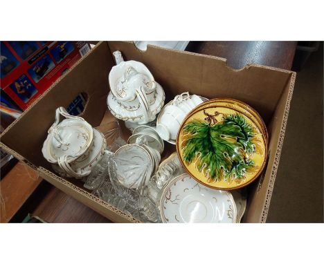 Tea service, Majolica plates etc.