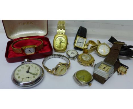 Lady's and gentleman's watches plus a Timex pocket watch