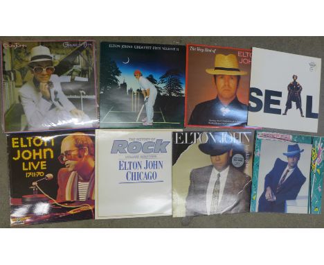 Sixteen LP records including Elton John (6), The Police, Seal, Boney M (4), Queen and Gladys Knight and The Pips