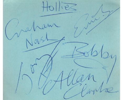The Hollies multi signed 5x4 inches album page signatures include all five original members Graham Nash, Allan Clarke, Eric H