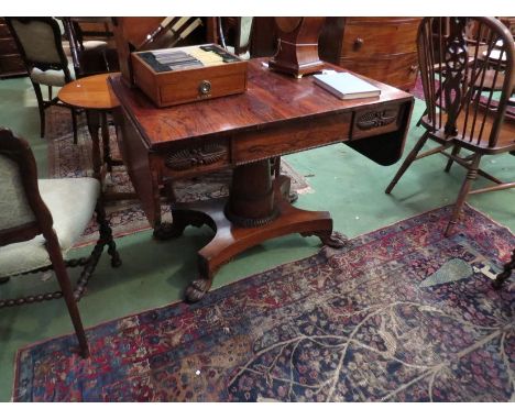 A William IV rosewood sofa table in the manner of Gillows, 73cm tall