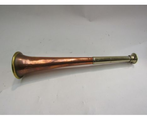 An early 20th Century George Parker and Sons of London copper and silver plated hunting horn, 24cm tall