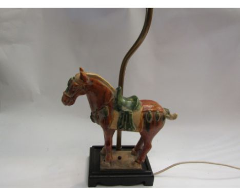 A Chinese Tang style horse lamp 
