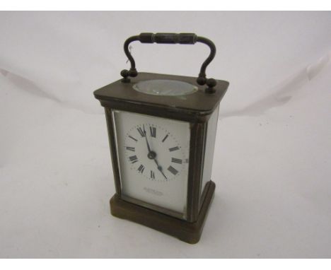 A William Bruford and Son carriage clock, Roman numerated dial, brass cased