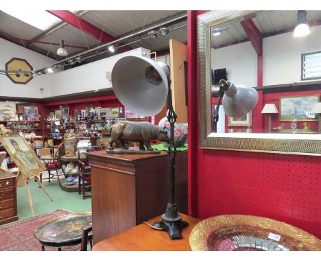 A Mek Elek Industrial 1950/60's machinist lamp on associated base