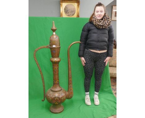 Huge painted brass teapot - Approx height: 151cm 