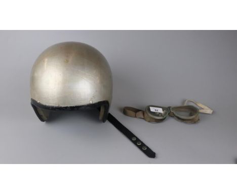 Vintage motorcycle helmet and goggles 