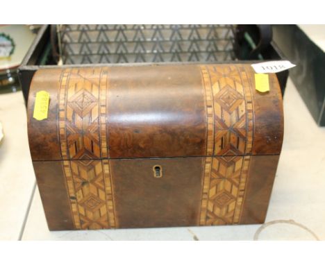 An inlaid dome top tea caddy