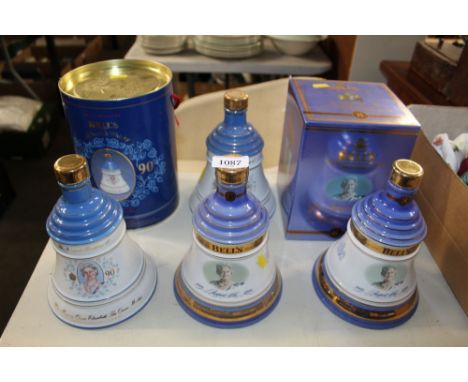 Four Bells Scotch whisky decanters and contents, two with box