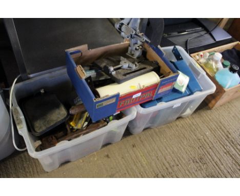 Three boxes of various tools