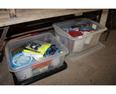 Two plastic crates of various fittings and tools