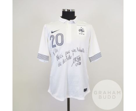 Etienne Capoue white and blue No.20&nbsp; France v. Italy Friendly match spare short-sleeved shirt, 2012, Nike, L
with button