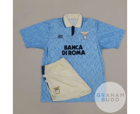 Sky blue No.12 Lazio match worn short-sleeved shirt, 1993-94, Umbro, L
with button-up collar and embroidered badge inscribed 