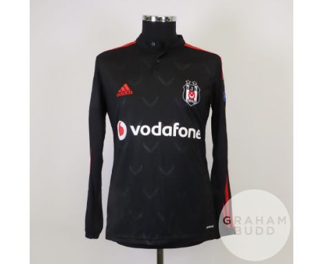 Atiba Hutchinson black and red No.13 Besiktas v. Tottenham Hotspur Europa League match worn long-sleeved shirt, 2014-15, Adid