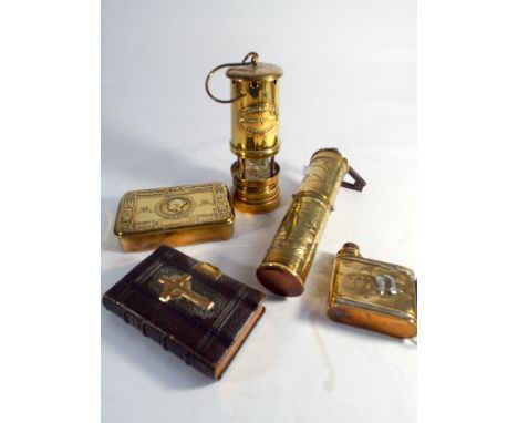 Ashington miners lamp, nutmeg mill, Christmas tin etc