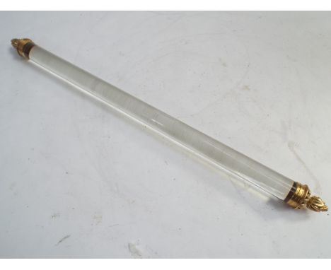 Victorian glass and brass ended ruler measuring stick 