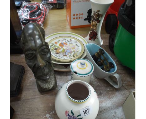 A quantity of Poole Pottery, plates, opera glasses, figure etc