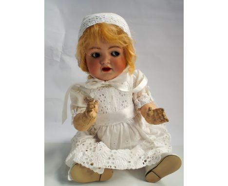 Simon and Halbig German bisque head doll with flirty eyes.  Head numbered 126.  46cm tall 