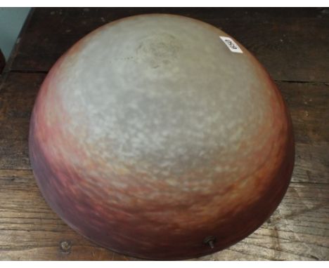 1930's French Art Deco bowl light fitting Signed "Muller Fres Luneville", 18" diameter in pink and white 