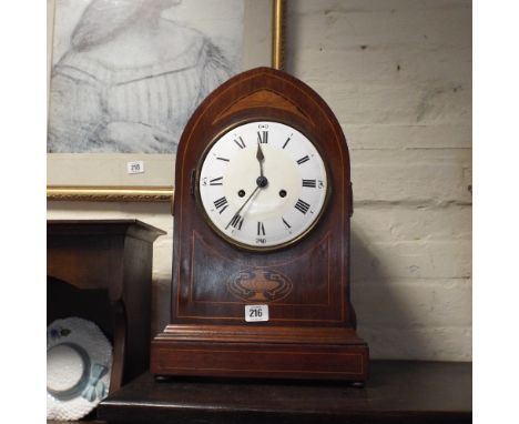 Edwardian striking bracket clock in inlaid mahogany case 