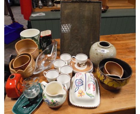 Assorted pieces of Poole Pottery, picture frame, Mary Gregory jug etc. 