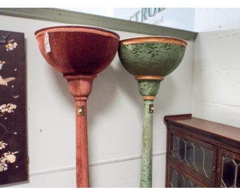 Two 1960's material covered up lighter lamp standards 
