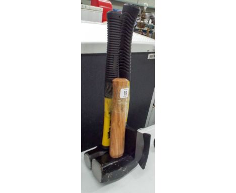 Small sledgehammer, a lump hammer and an axe