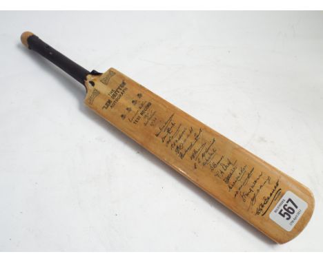 Len Hutton autographed miniature cricket bat 