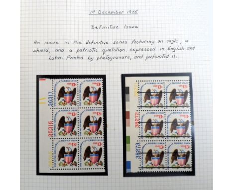 Stamps, USA mint and used collection housed in 3 albums, 1972-1980 to include booklets, coils, traffic light and cylinder blo