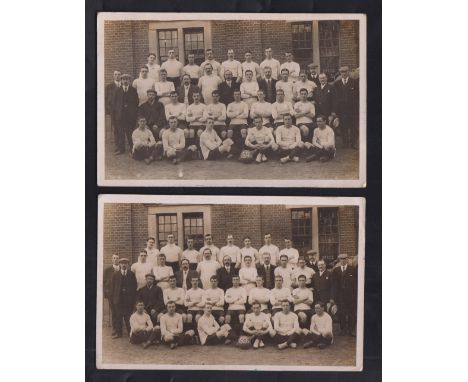 Sport postcards, 4 RP postcards, Football, Fulham FC Squad 1907 (x2), portrait card Jack Barker Derby County & England, & Rug