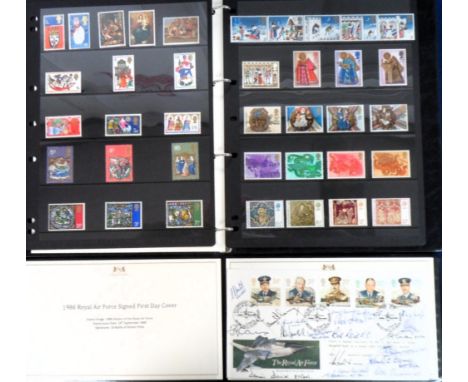 Stamps, GB QEII 1966-96 mint Christmas stamp collection, 1986 Royal Air Force First day cover signed by 18 Battle of Britain 